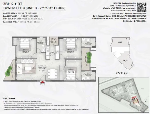 Skywalk 3BHK Floor Plan